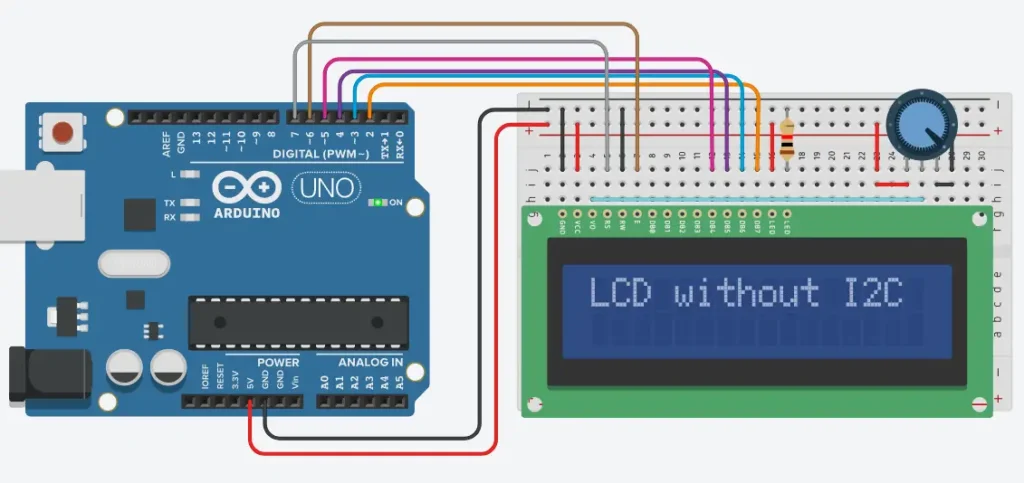 LCD 16x2 MCP23008 Arduino bez I2C