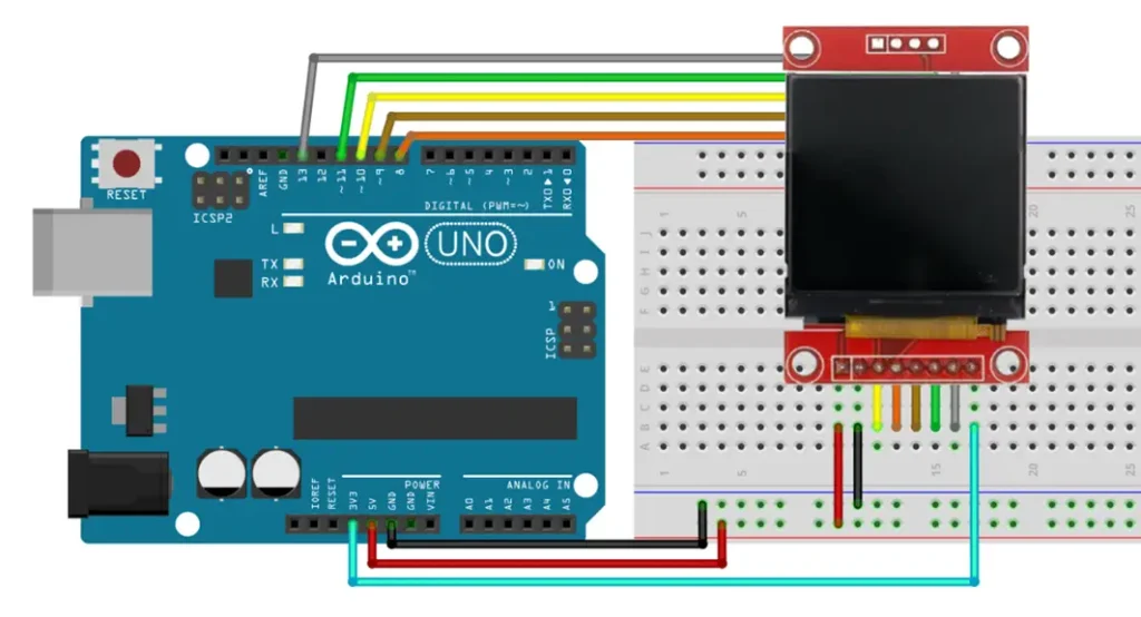 Wyświetlacz TFT SPI LCD 128_160 MSP1803 z Arduino