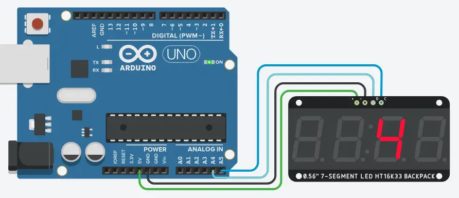 wyświetlacz 7segmentowy 4cyfrowy HT16K33 z Arduino