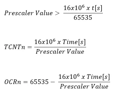 wzór na obliczanie prescalera dla timera w Arduino Prescaler, TCNT, OCR