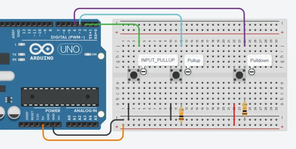 pushbutton pullup pulldown inputpullup arduino