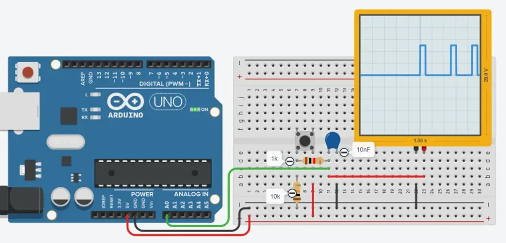 pushbutton z filtrem dolnoprzepustowym arduino